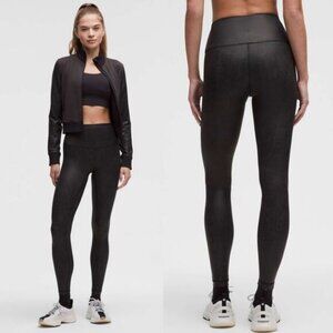 LULULEMON Wunder Train High-Rise Tight 28" Size 10 Matte Foil Matte Shine Black